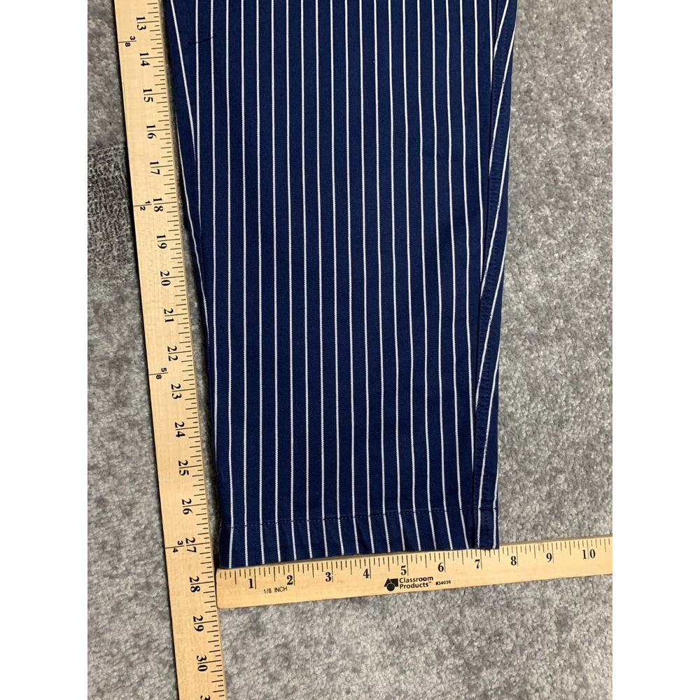 Lands' End‎ Ankle Pants Women Size 14 Navy Mid Rise Pull-On Pinstripe Stretch - Picture 12 of 12